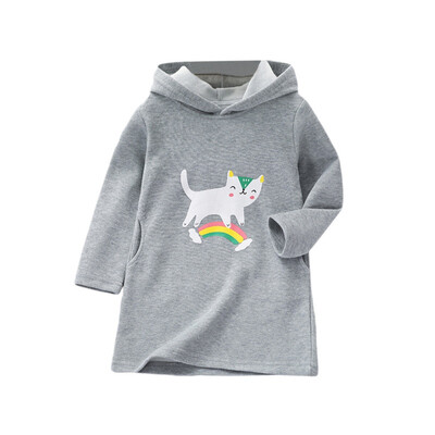 

Children Clothing Autumn Toddler Kids Baby Girls Cotton Cartoon Cat Print Cute Sweater Long Sleeves Casual Hat Collar Sweet Tops