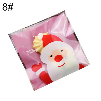 

100Pcs Self Adhesive Candy Bags Christmas Santa Snowman Gift Cookie Pouch Decor