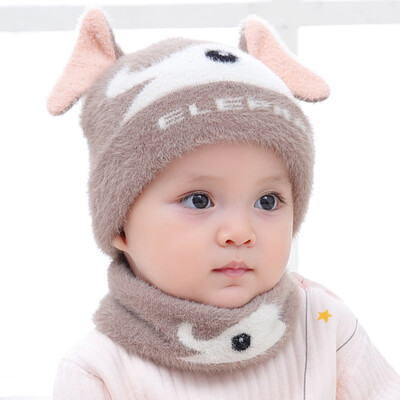 

Baby Winter Warmer Scarf Cartoon Print Hat Infant Collar Scarves Neckerchiefs Headwear Set