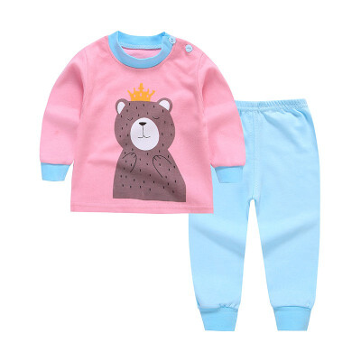 

Autumn Newborn Long-Sleeved Clothes Set Baby Boy Girl Shoulder Buckle Long-Sleeved Underwear Pajamas Sports Two-Piece Suit