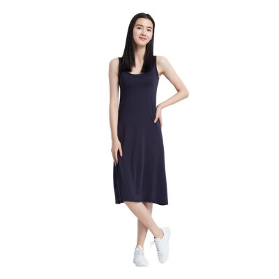 

Cotton Padded Home Tank Dresses Women Cozy Sleeveless Nightgown Sleep Lounge Dresses Female Solid Colour Soft Sleepwear MLXL