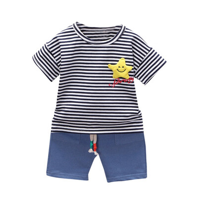 

Casual Boy Clothes Set Kids Summer Striped T-shirtshorts KIds Clothes Set 0-4T Boy T-shirt