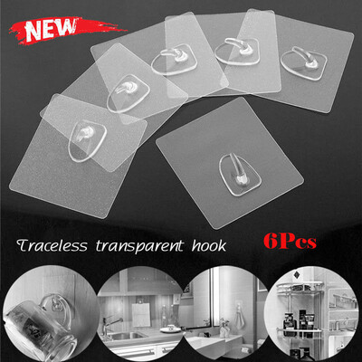 

Siaonvr Anti-skid Hooks Reusable Transparent Traceless Wall Hanging Hooks 2-10pcs