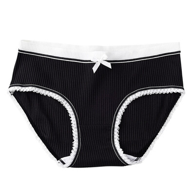 

2019 Fashion New Seamless Cotton Antibacterial Thread Bow Lace Side Mid-waist Female Briefs