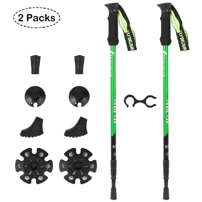 

2 Pack Adjustable Trekking Poles Telescopic Aluminum Hiking Pole Walking Sticks Tungsten Tips Absorbent Grips