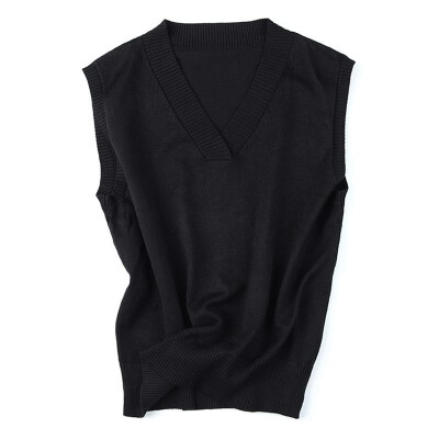 

Women Spring Autumn Sweater Vest Sleeveless Loose V-neck Basic Casual Plus Size Jumpers Pullover Tops