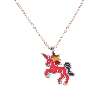 

New gold&silver double color glaze Unicorn Unicorn animal alloy clavicle Pendant Necklace
