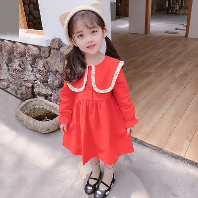 

Autumn Casual Toddler Kids Girls Solid Print Long Sleeve Dress Baby Toddler Pageant Dresses