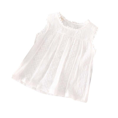 

Sleeveless Shirts Summer Girls Blouses Tops Linen Cotton Lace Casual Baby Girl Shirts for Children Kids Clothing Shirts