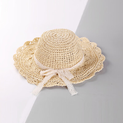 

Lace bowknot straw hat summer womens hat Korean outdoor sun-proof sun-proof hat lotus leaf edge sun hat cool hat