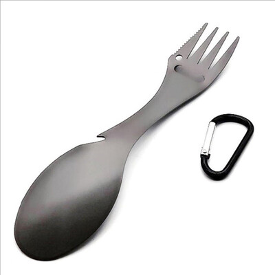 

Portable Stainless Fork Spoon Outdoor Camping Hiking Multi-Functional W Buckle