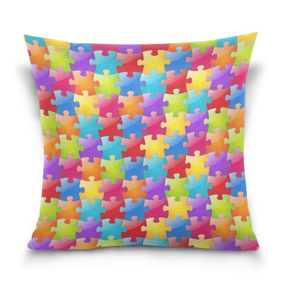 

ALAZA 16 X 16 inch Pillow Case Decorative Cushion Cover Color Glossy Puzzle Pattern Pillowcase