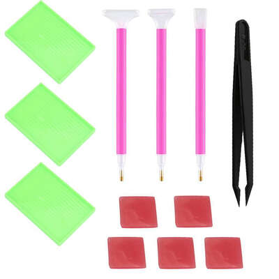 

12pcs DIY Diamond Painting Set Rhinestone Cross Stitch Embroidery Pen Tools Kit Crystal Painting Drilling Tools