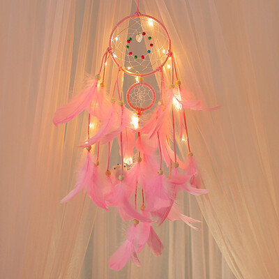 

Gobestart Handmade Dreamcatcher Feathers Night Light Car Wall Hanging Room Home Decor PK