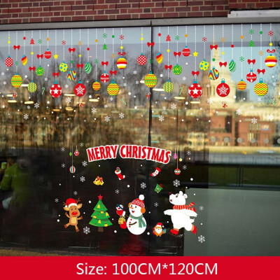 

Non-toxic Creative Fashion Christmas Tree Gold Balls Wall Sticker Home Shopping Mall Window Decoration Sticker