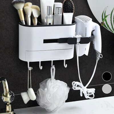 

Multifunction Wall Mounted Storage Drawer Rack Hair Dryer Holder Home Bath Decor 235x12x14cm