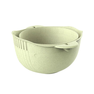 

Multicooker Bowl Wheat Double Layer Draining Basket Bowl Fruit Sink Washing Strainer Bowl Strainer Colander Kitchen Supplies