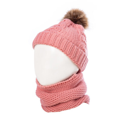 

Baby Hat Scarf Set Solid Color Wool Knitted Super Warm Winter Beanies With Plush Balls 0-3T