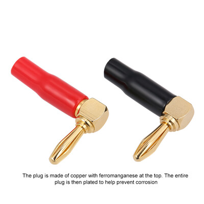 

Connector with Black Red Banana Plug at Right Angle 24 K Plated Banana Cable Screw Plug Connector