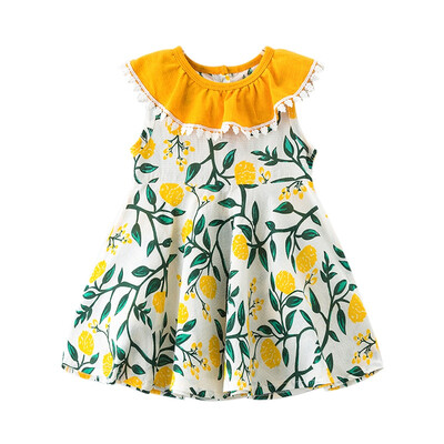 

Summer Dress Cute Baby Girls Clothes Floral Pattern Sleeveless Dress Kids Toddler Pageant Cotton Sundress