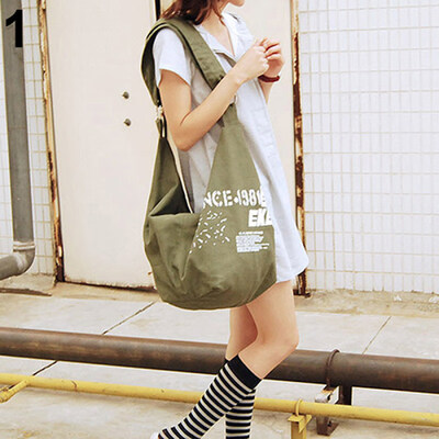 

Women\s Fashion Letter Print Canvas Crossbody Shoulder Bag Handbag Shopping Bag