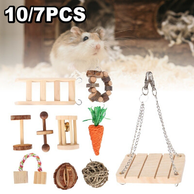 

2020 New 710pcsset Hamster Chew Toys Natural Wooden Dumbells Exercise Bell Roller Teeth Care Molar Toy