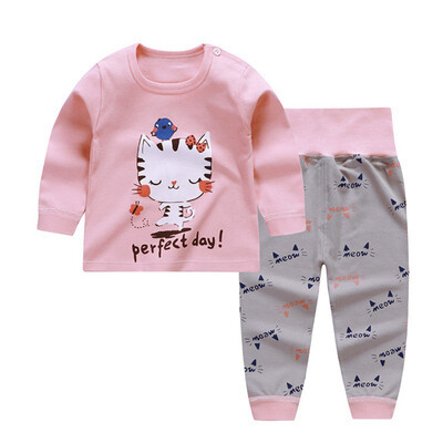 

Toddler Underwear Set Baby Pajamas Set Baby Home Service High Waist Set Spring Autumn New Infant Sleepwear 2pcs Suit 0-3Y