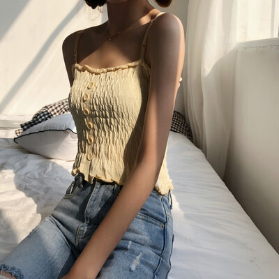

Woman Short Top Summer Ruched Sexy Tops Strapless Shirts For Woman Knitted Camis Female Tops