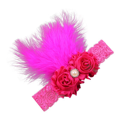 

Baby Cute Girls Feather With Pearl Design Headband Headwear Apparel Photography Prop Party Gift