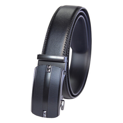 

BPSTAR Mens Automatic Buckle Genuine Leather Mens Ratchet Holeless Belt Business High Quality Mens Real Belt for Pants