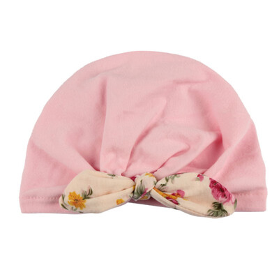 

Print Flowers Baby Girl Hat with Bow Candy Color Baby Turban Cap for Girls Elastic Infant Accessories Newborn photography props