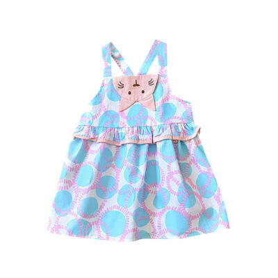 

Hot Summer Casual Baby Girls Cartoon Cat Dress Kids Toddler Sleeveless Pageant Strap Sundress