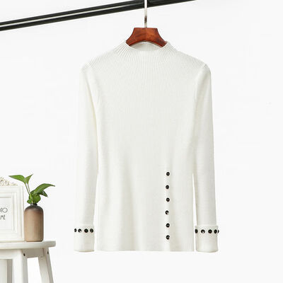 

Autumn And Winter Korean Style Sweet Sweater Women Solid Color Slim Fit Knitted Pullover Trend Button Female Jumpers