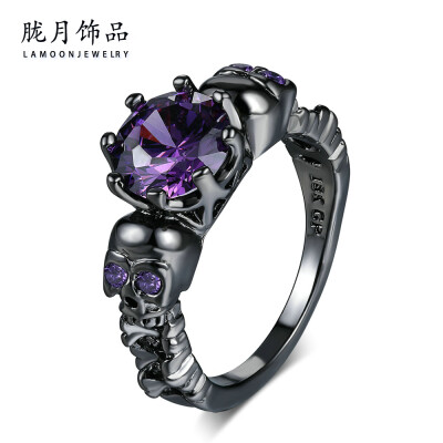 

Skull Rings Retro Style Womens Crystal Purple Wedding Ring