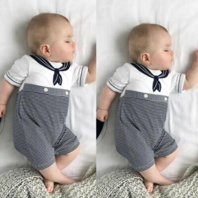 

US Stock Toddler Newborn Baby Boy Girl Sailor Playsuit Outfit Set Romper Clothes