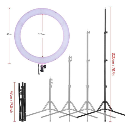 

Andoer RL720B 19 Inch 3200K-5600K Bi-Color Digital Ring Video Light 720pcs LEDs Adjustable Brightness CRI90 with 2m Light Stand P