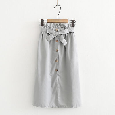 

2019 Summer Autumn Skirts Womens 2018 Midi Knee Length Korean Elegant Button High Waist Skirt Female Pleated School Skirt
