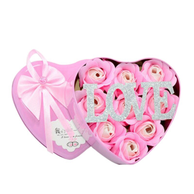 

Heart-Shaped Rose Soap Flower Romantic Valentines Day Petal Rose Flower Soap Wedding Decoration with Gift Box