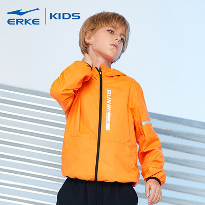 

Hongxing Erke ERKE childrens clothing jacket boy hooded jacket sports jacket windbreaker wild windproof jacket 63219108063 ice orange 170