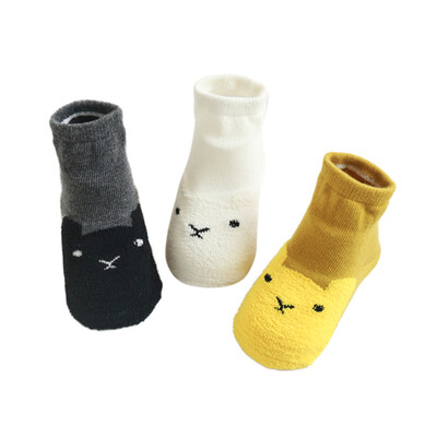 

3 Pair Baby Boys Girls Socks Cartoon Pattern Socks Set Cotton Winter Warm Floor Socks Leg Warmer
