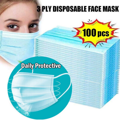 

50100PCS 3-layers Filter Protective Face Masks Disposable Anti-flu Dust Masks with Elastic Ear Loop for All People