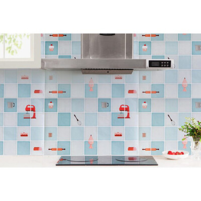 

Kitchen stove foil fumes stickers high temperature tile stickers Wall Stickers Kitchen Anti Oil Wallpaper Waterproof Wall Stick