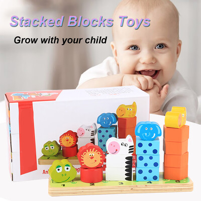 

YIWULAWooden Learning Puzzle Stacked Blocks Geometric Set Baby Educational Toys