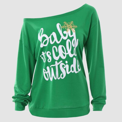 

Tailored Fashion Women Casual Plus Size Christmas Print Blouse Long Sleeve Irregular Tops