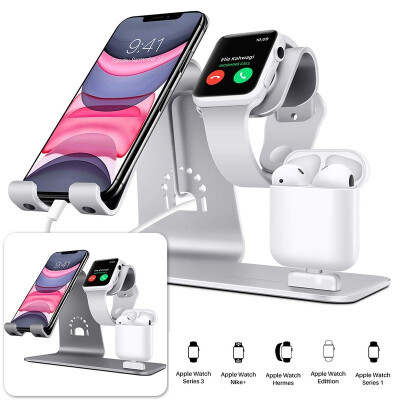 

3-in-1 aluminum wireless charger stand for iPhone Qi Vertical fast charging station for iWatch AirPods