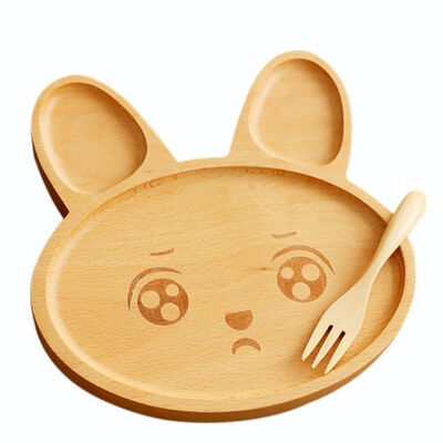 

Animal Rabbit Expression Solid Wood Board Cartoon Tray Wooden Board ChildrenS Gift Snack Plate Wooden Dish Tableware Non-Toxic