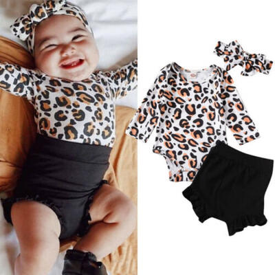 

Toddler Kids Baby Girl Infant Clothes Romper Tops Leopard Pants Outfit Tracksuit