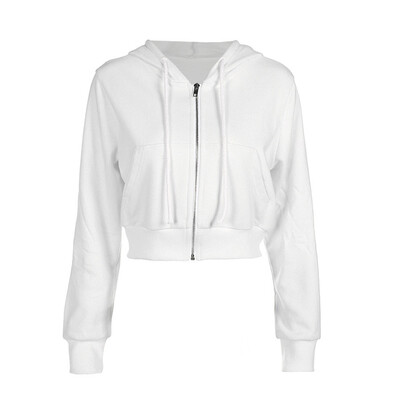 

Women Solid Color Hoodie Long Sleeve Zipper Casual Warm Winter Autumn Loose Tops