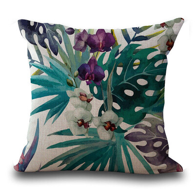 

〖Follure〗Vintage Flower Tropical Leaves Waist Throw Pillow Case Cushion Cover Home Deco A