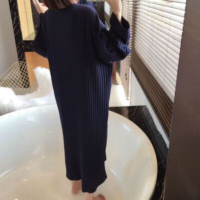 

Women Sexy Pajamas Cotton Round Neck Long Sleeve Nightdress Lingerie Cartoon Print Home Clothing